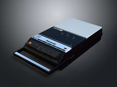 Panasonic Retro Computer With Black And Silver Design Keyboard And Control Buttons 3d model