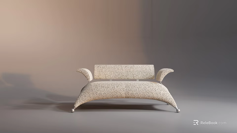 Abstract Shaped Sofa With Modern Textured Surface And Curved Arms Design 3d model 