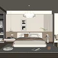 Modern Bedroom Interior Design With Large Bed Open Wardrobe Wall Art Rug And Chandelier