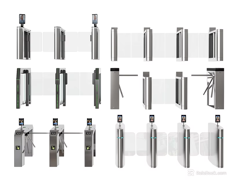 Public Facility Different Types of Turnstiles for Access Control in Public Areas 3d model 