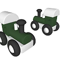 Cute Green Electric Toy Trains With White Roofs Black Wheels And Block Design
