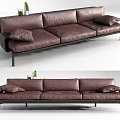 Modern three-seat sofa leather multiplayer sofa 3d model