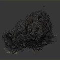 Modern Scene With Black Organic Waste Pile And Colored Debris Fragments