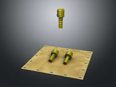 High Quality Golden Weapon Components With Mounting Plate And Multiple Parts 3d model