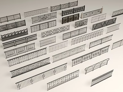 Various Modern And Classic Railings Designs With Decorative Patterns For Home And Commercial Spaces 3d model