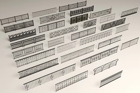 Modern Wrought Iron Railing Fence Handrail Balcony Guardrail Balcony Railing 3d model