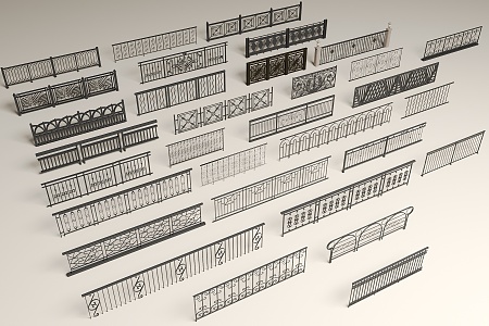 Modern Wrought Iron Railing Fence Handrail Balcony Guardrail Balcony Railing 3d model