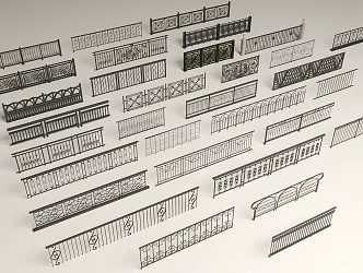 Modern Wrought Iron Railing Fence Handrail Balcony Guardrail Balcony Railing 3d model