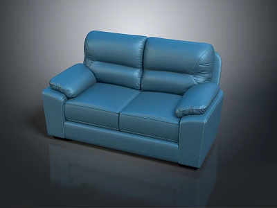 Modern Blue Leather Two Seater Sofa Stylish Interior Furniture Design 3d model