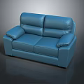 Modern Blue Leather Two Seater Sofa Stylish Interior Furniture Design