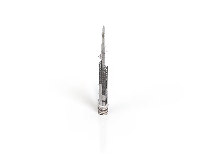 Silver Metal Tower Model With Intricate Architectural Structure And Base 3d model