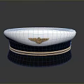 Classic Uniform Cap With White Top Black Brim Golden Emblem And Stripes