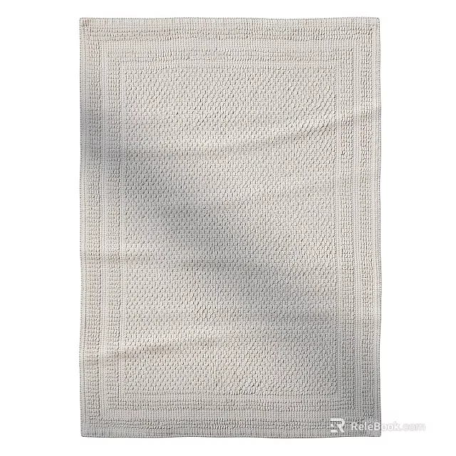 Light Beige Woven Square Rug with Textured Pattern for Living Room Decor 3d model 