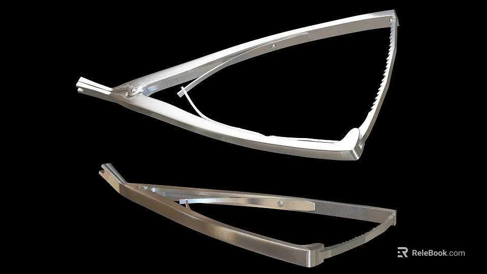 Stainless Steel Surgical Retractor Medical Instrument With Curved Design For Surgical Procedures 3d model 