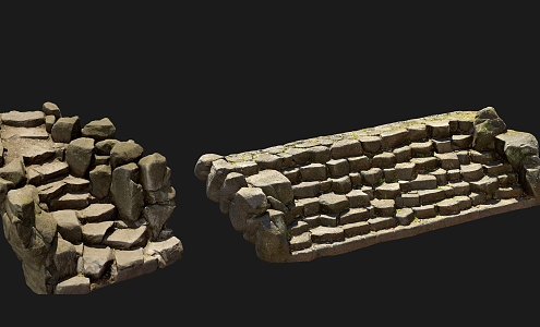 Stone Steps Retro Steps Country Steps Stairs 3d model