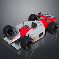 Formula Race Car With Marlboro Shell Logos White Red Body And Black Tires