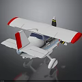 Toy Spaceplane Model With White Body Red Wing Tips And Blue Cockpit On Dark Background
