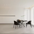 Modern Living and Dining Area Interior With Neutral Tones Sofa Coffee Table and Curtains