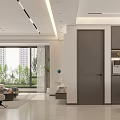 Modern Living and Dining Room Interior With Sofa Coffee Table And Pendant Light Decor