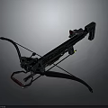 Modern Crossbow Weapon with Mechanical Structure Black Bow Arms Red Accents and Precision Aiming Device