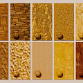 Various Wall Texture and Material Samples in Different Colors with Decorative Accents 3d model