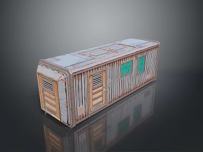 Industrial Equipment Metal Container Featuring Rustic Surface Ventilation Grilles And Green Panels 3d model