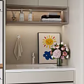Modern Home Balcony Design With Storage Cabinets Washing Machine And Green Plants