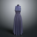 Elegant Women's Purple Sleeveless Long Dress Featuring Fitted Bodice And Flared Skirt Design