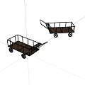 Two Utility Hand Carts With Metal Frames Wooden Floors And Wheels