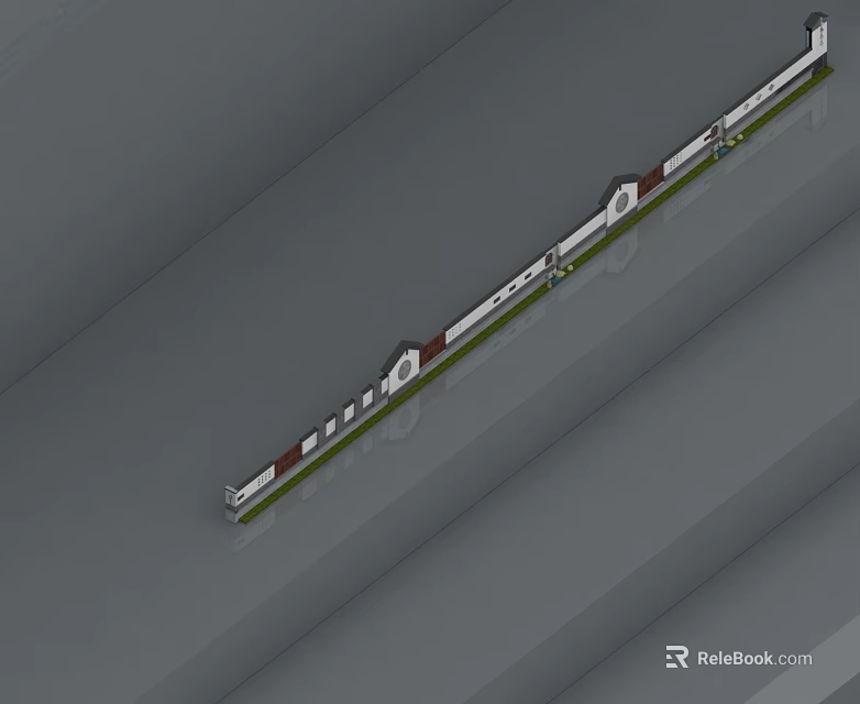 Stylish Uniform Swing Doors in Long Aligned Row for Modern Architecture 3d model 