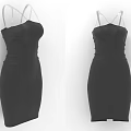 Women's Black Fitted Dress With Spaghetti Straps Slim Fit Design