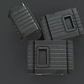 Black Stacked Computer Server Storage Units With Digital Display Panels 3d model