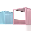 Pink and Light Blue Container Design with Open Structure and Dimensions 3d model