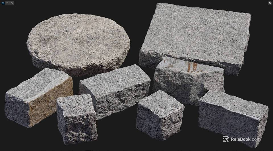 Natural Granite Stepping Stones in Various Shapes with Natural Texture for Garden Path 3d model 