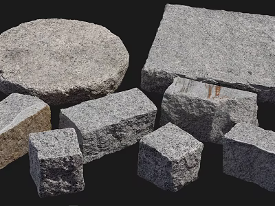 Natural Granite Stepping Stones in Various Shapes with Natural Texture for Garden Path 3d model