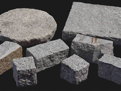 Stone Brick Granite Tingbu Stone Block Small Material Stone Round Stone Square Stone 3d model