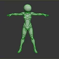 Silver Humanoid Robot With Metallic Body Standing In Shiny Pose And Arms Outstretched