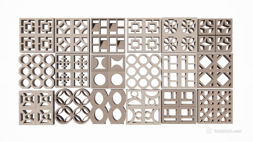 Modern Geometric Metal Decorative Wall Hanging Ornaments With Various Patterns 3d model 