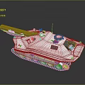 White Military Tank With Tracks Gun Barrel Turret And Exterior Features
