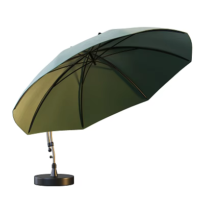 Green Outdoor Patio Umbrella With Metal Frame And Stable Base For Shade Protection 3d model