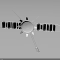 Space Satellite Probe Equipment With Circular Body Solar Panels And Ladder Structure