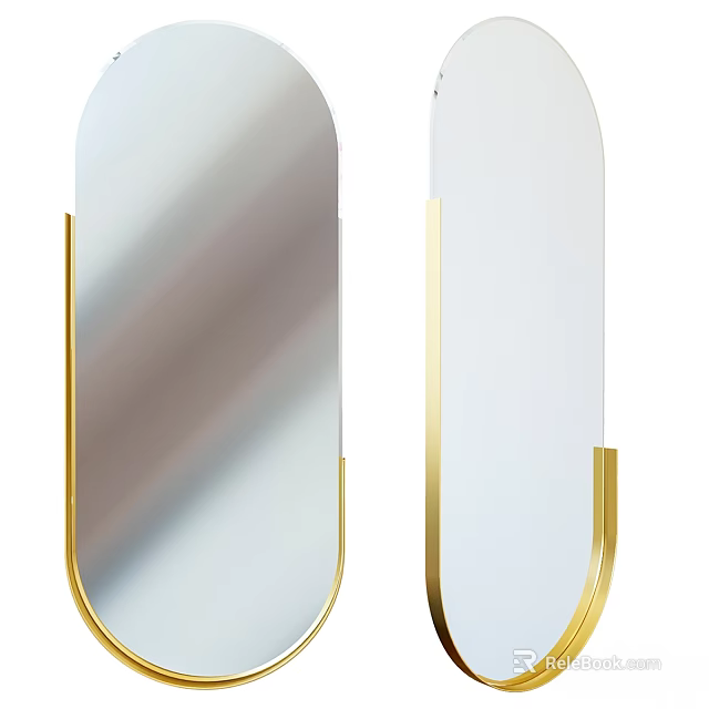 Modern Decorative Mirror With Gold Metal Frame And Elegant Design 3d model 