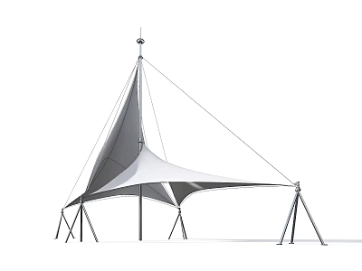 Modern Tensile Membrane Canopy Design With White Fabric And Steel Support Structure 3d model