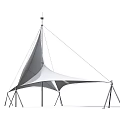 Modern Tensile Membrane Canopy Design With White Fabric And Steel Support Structure
