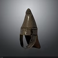 Ancient Metal Helmet Design Featuring Eagle Decor Mesh Pattern And Leather Parts