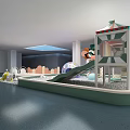 Colorful Indoor Children Play Equipment With Slide Canopy Structures And Fun Playhouse