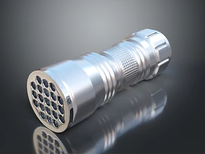 Metal LED Flashlight With Multiple LED Lights Anti Slip Grip And Reflective Surface 3d model