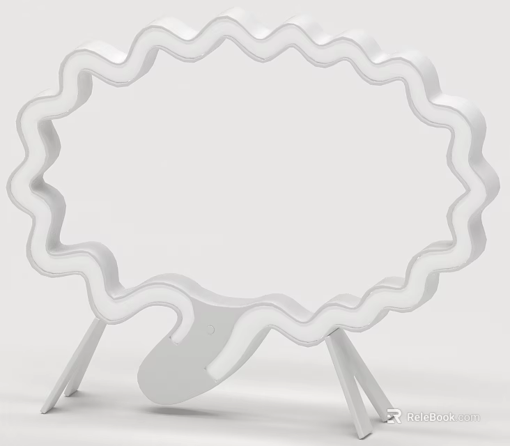 Unique Shaped White Table Lamp With Wavy Design And Tripod Base For Modern Home Decor 3d model 