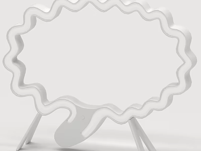 Unique Shaped White Table Lamp With Wavy Design And Tripod Base For Modern Home Decor 3d model