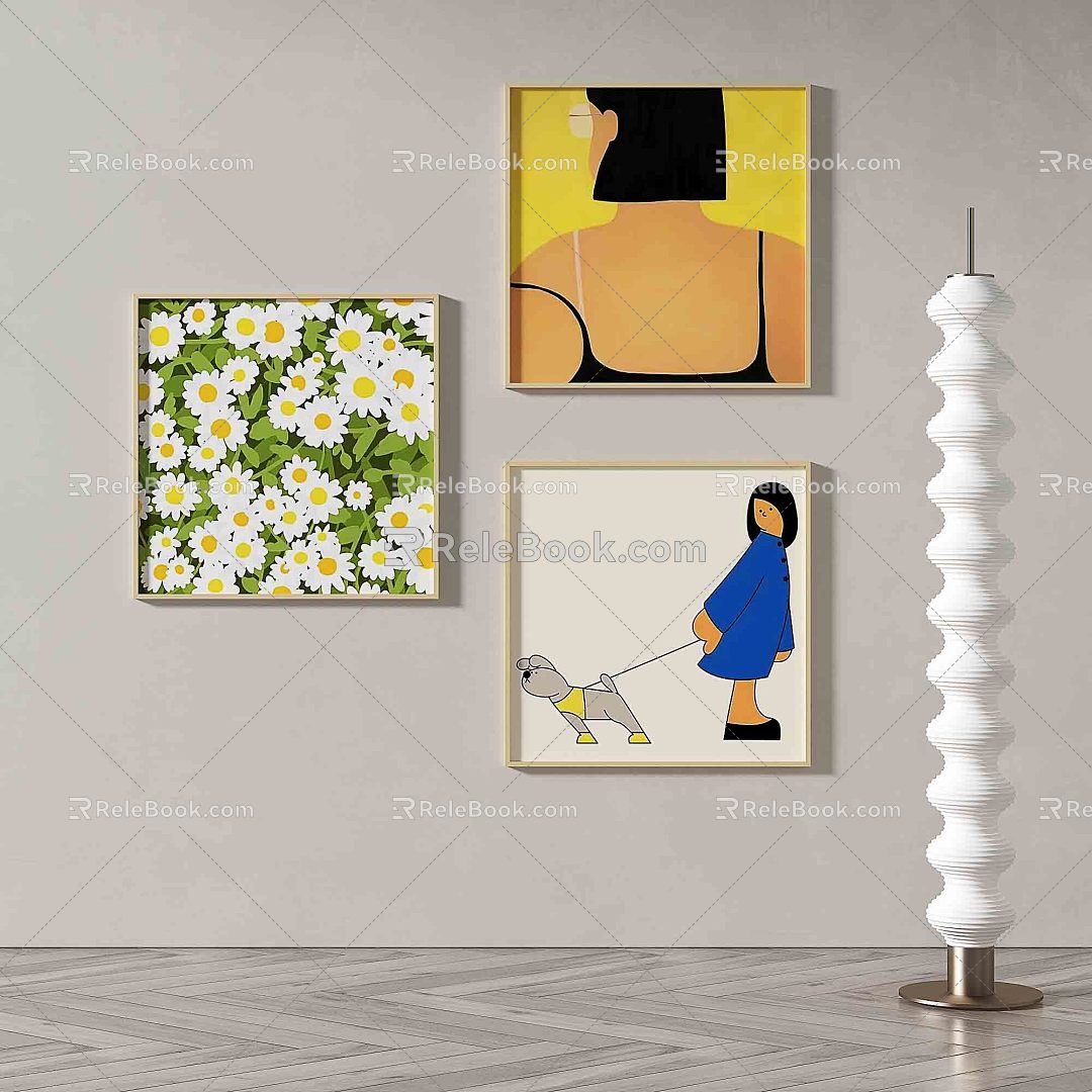 Modern minimalist abstract decorative painting 3d model